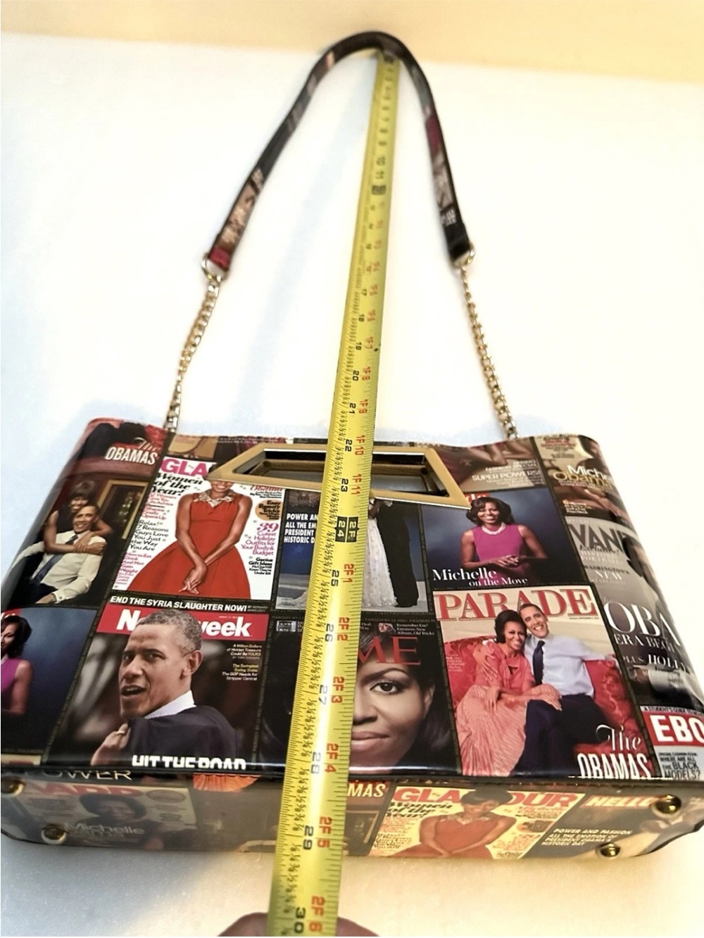 NEW OBAMA Crossbody Y2K Shoulder Bag Hologram Collage Glossy Magazine Covers - Picture 9 of 9